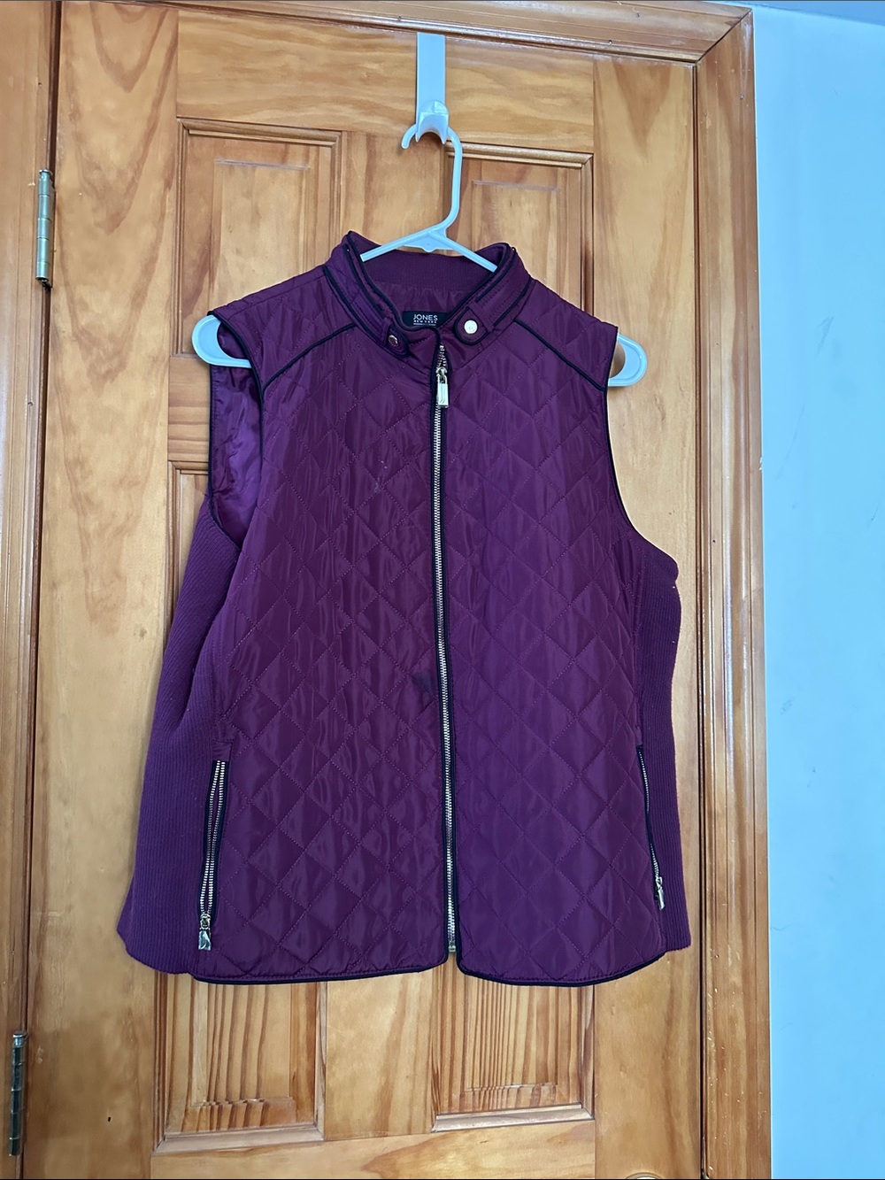 Jones New York Quilted Burgundy Vest